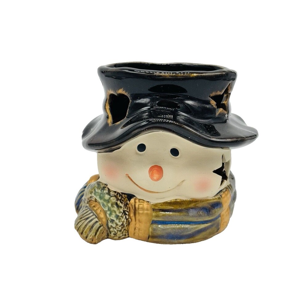 Snowman ceramic candle holder, hanging lantern, holidays, Christmas, decorative